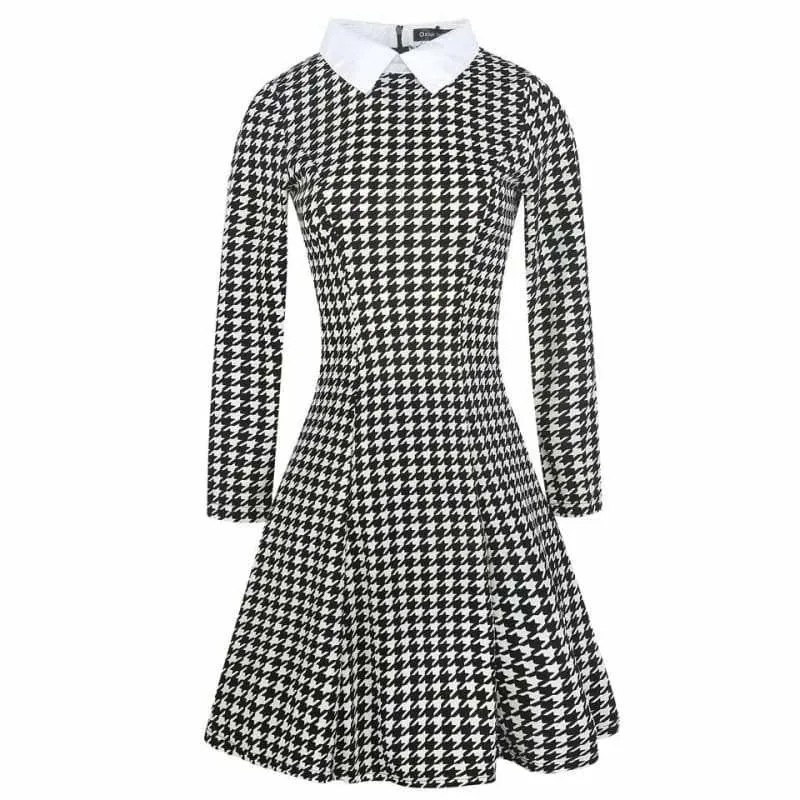 Vintage Plaid Audrey Hepburn Tunic Midi  Dress