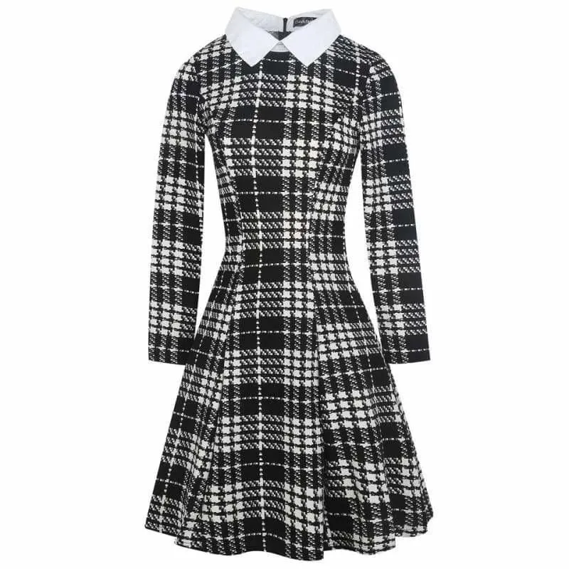 Vintage Plaid Audrey Hepburn Tunic Midi  Dress