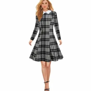 Vintage Plaid Audrey Hepburn Tunic Midi  Dress