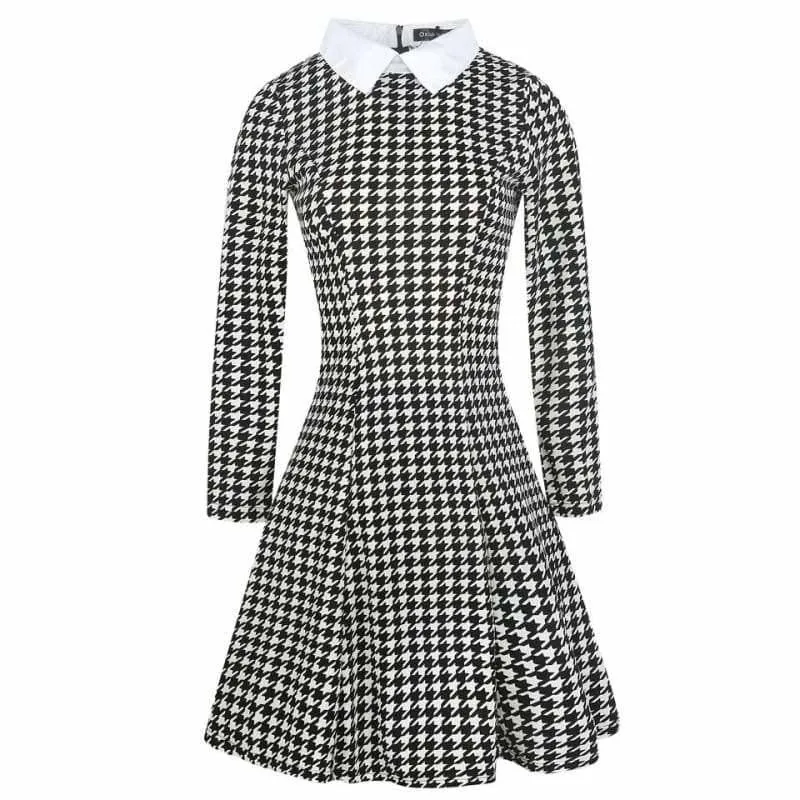 Vintage Plaid Audrey Hepburn Tunic Midi  Dress