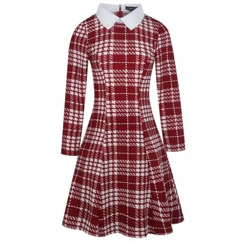 Vintage Plaid Audrey Hepburn Tunic Midi  Dress