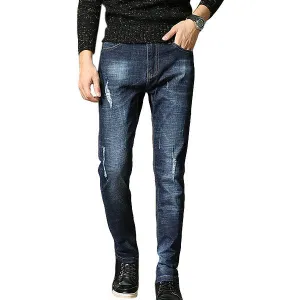 Washed Mid Waist Straight Jeans