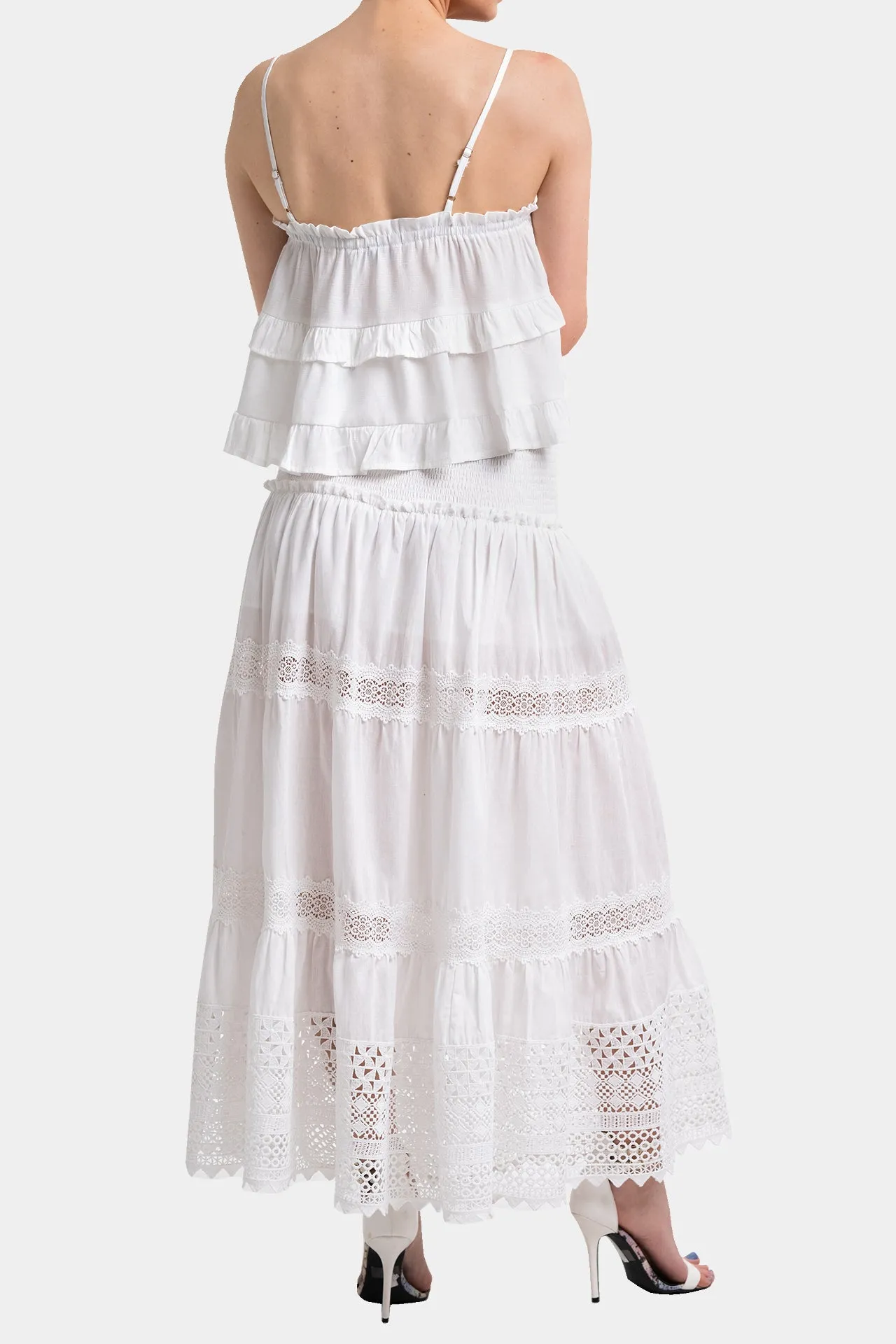 White Ruffle Crop Top