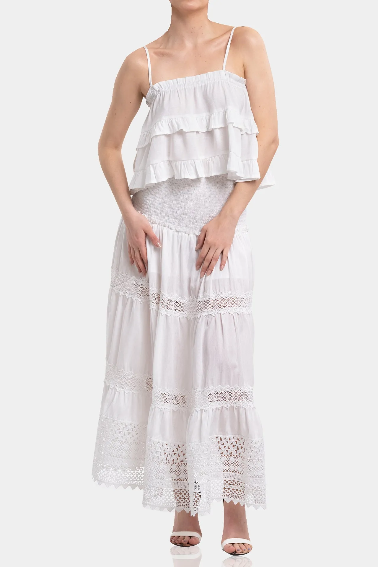 White Ruffle Crop Top