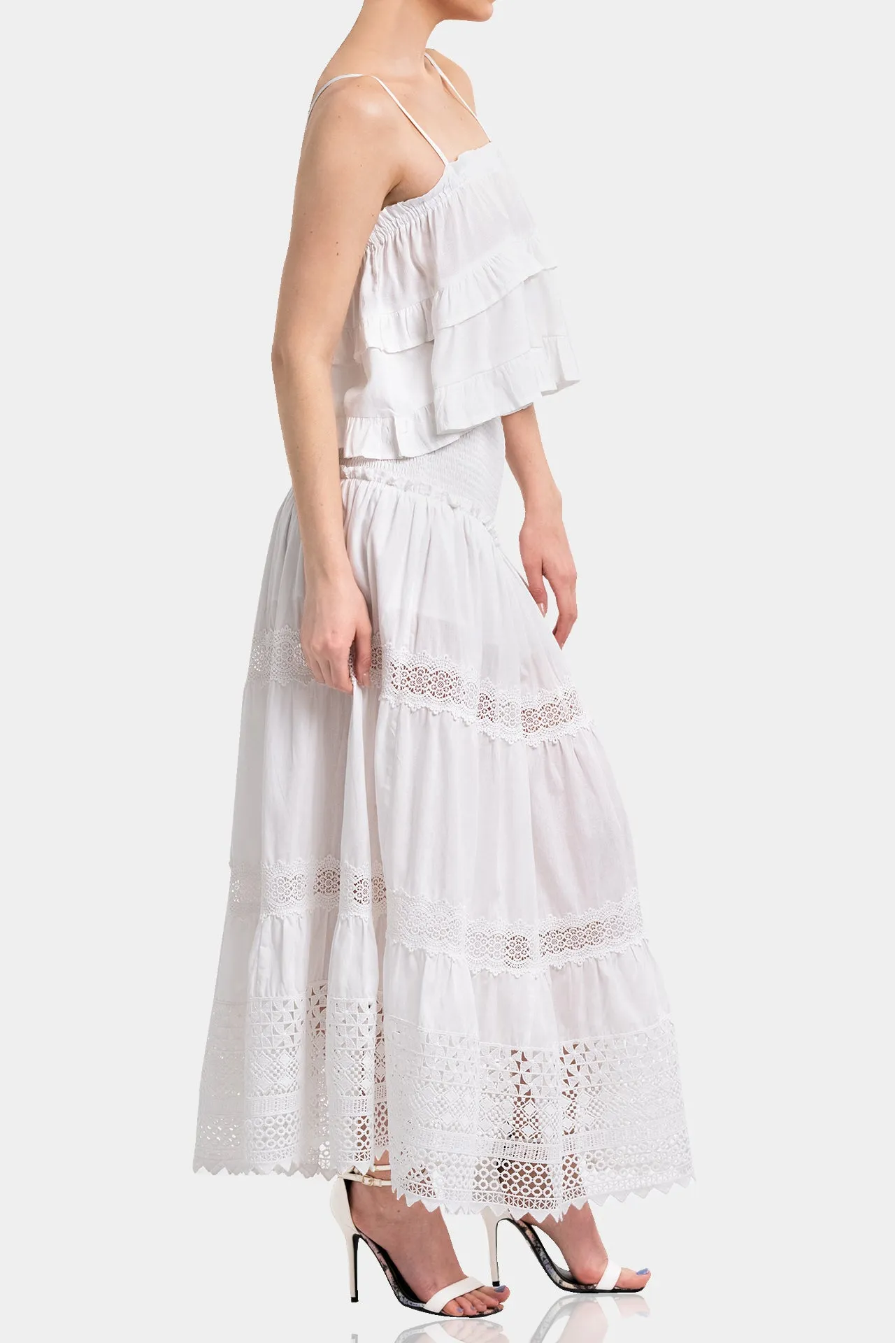 White Ruffle Crop Top