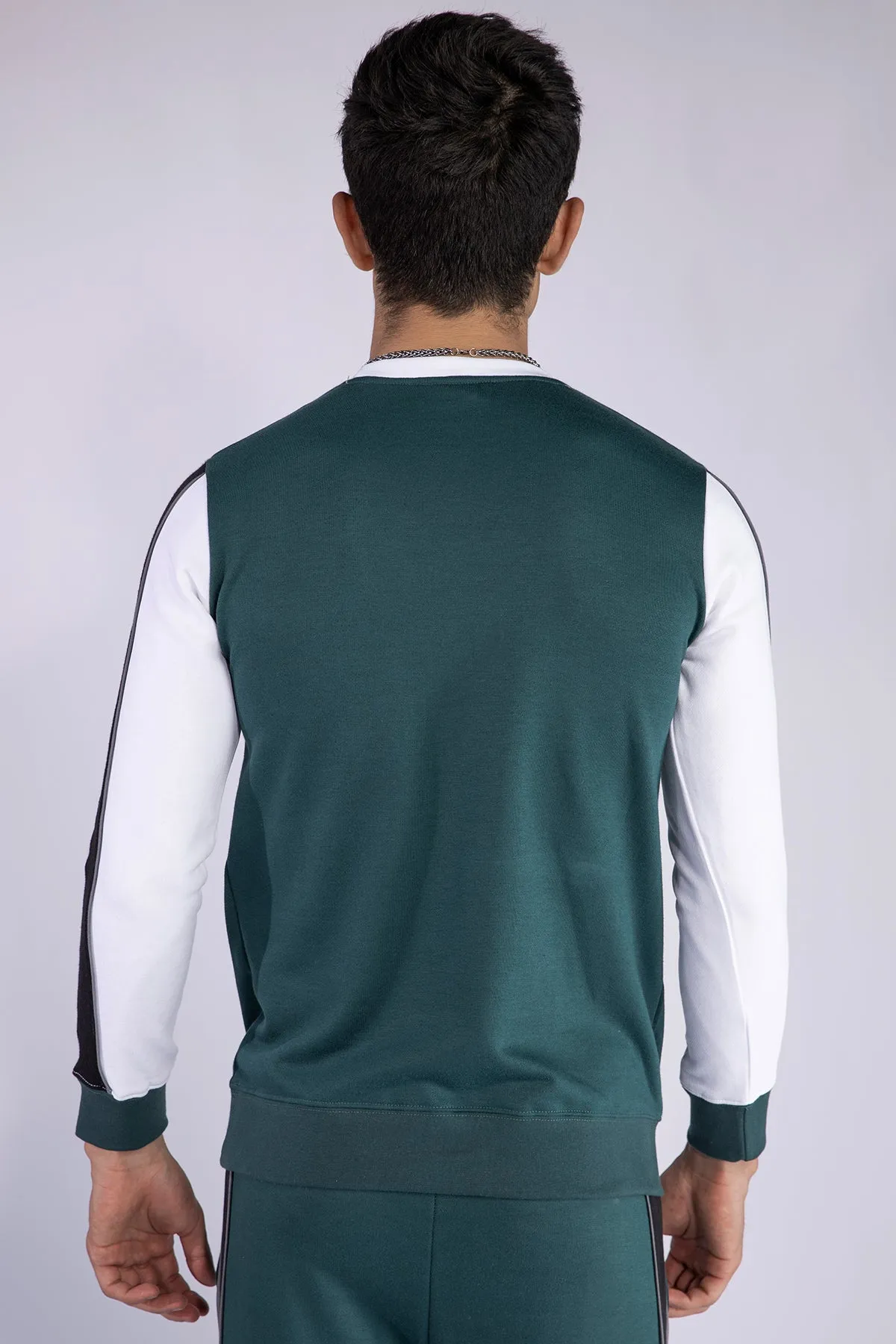 White-Zink Color Block Sweatshirt - W21 - MSW032R