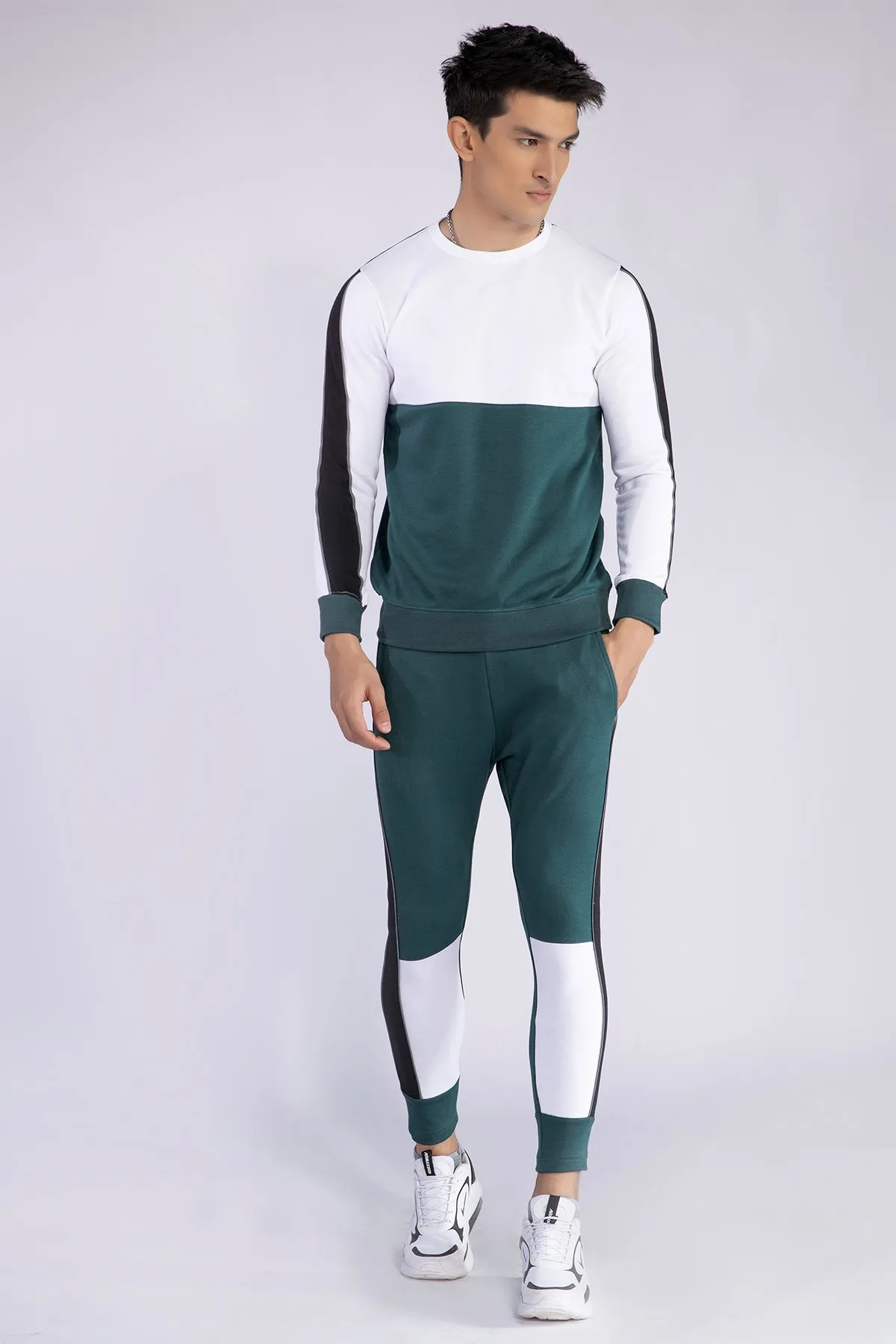 White-Zink Color Block Sweatshirt - W21 - MSW032R