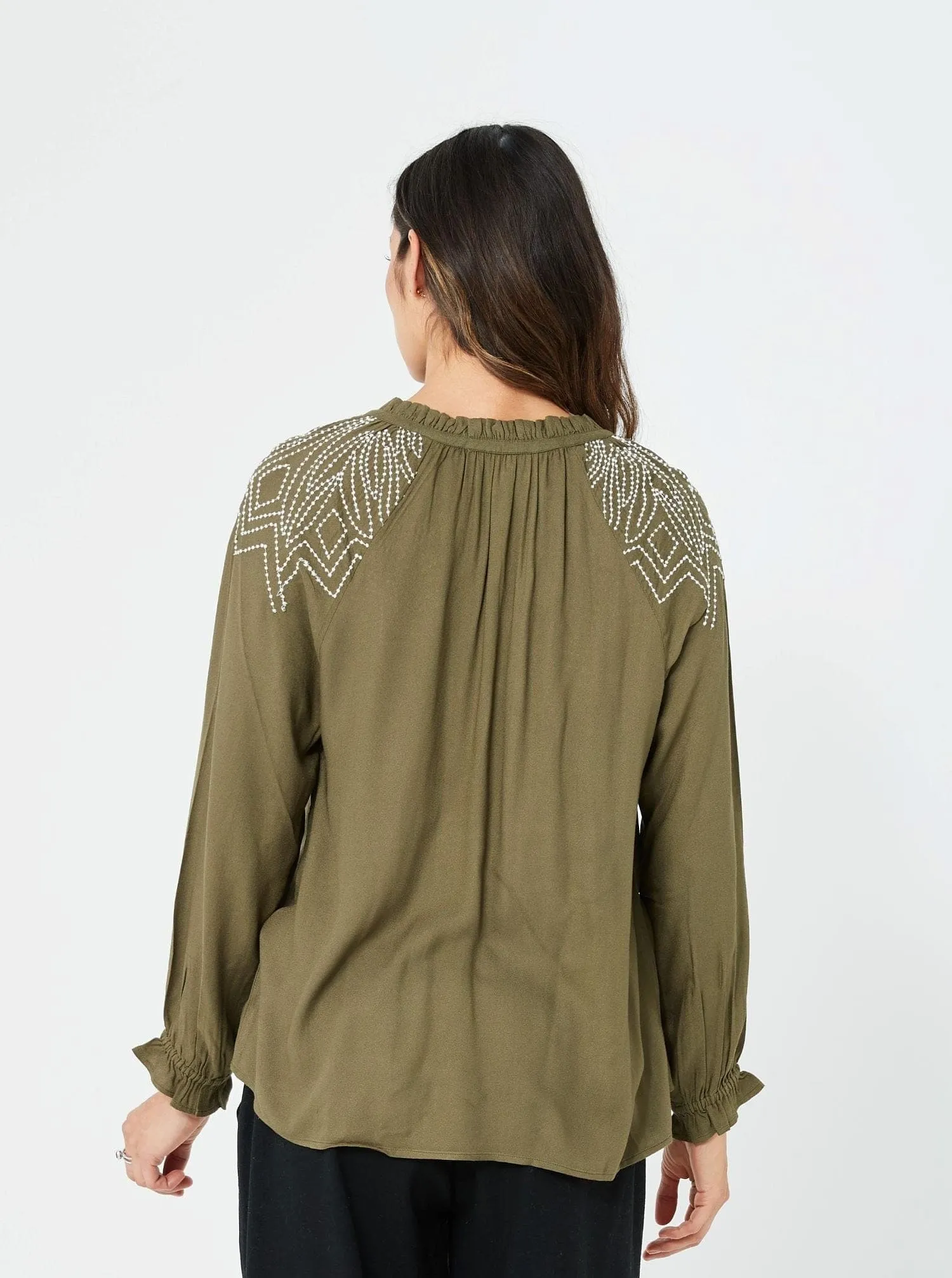 Woman Winter Top, Long Sleeves Top Fashion Casual Top | Melinda Top/ARADA TOP | Green/Viscose