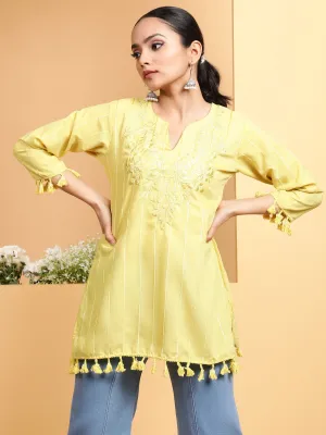 Women Lemon Round Neck Solid Tunic