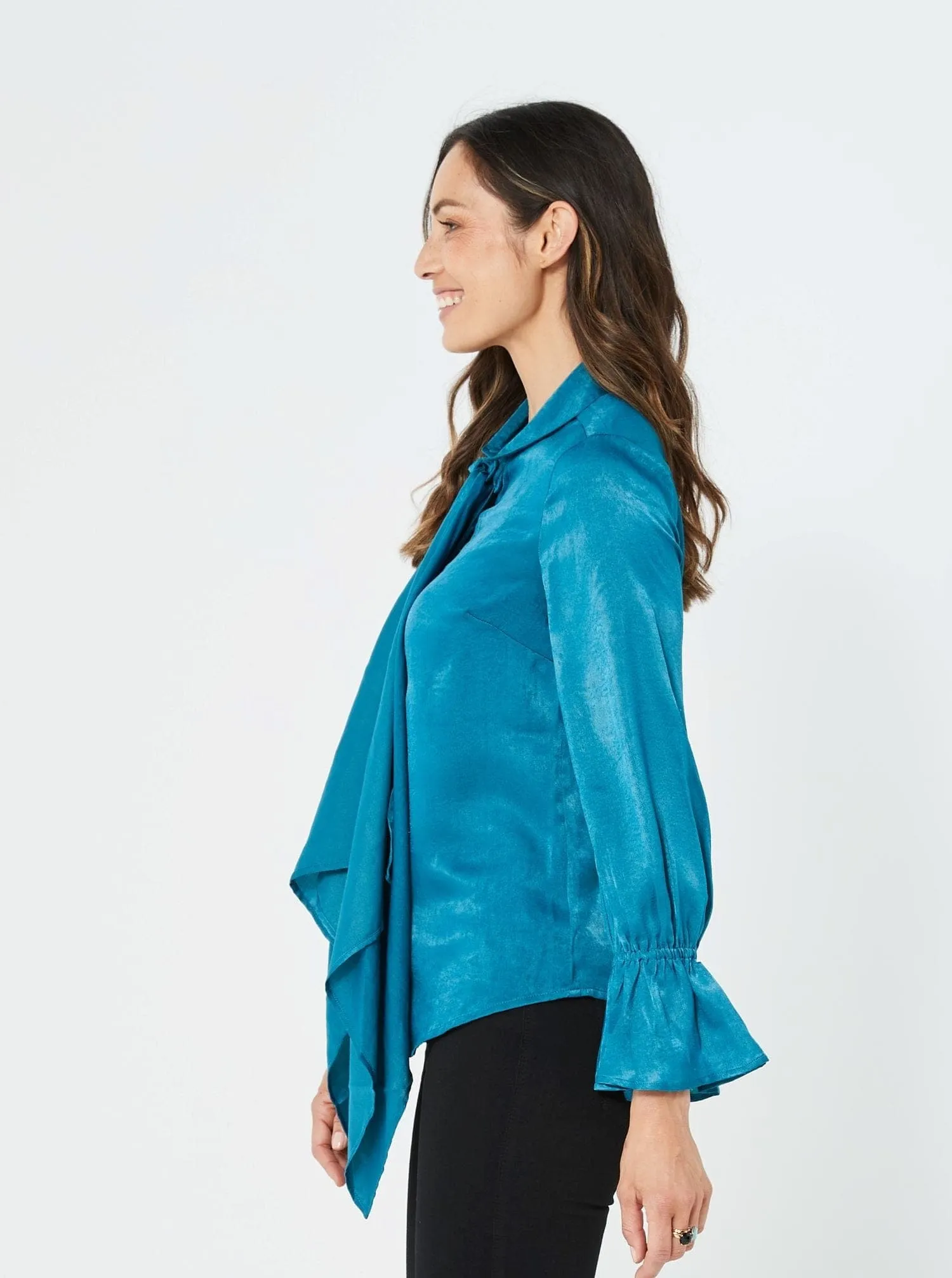 Women Long Sleeves Casual Fashion Top Winter Top | Teal Aimee/KINSLEE TOP