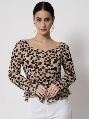 Women's Animal Print Shirt Style Top