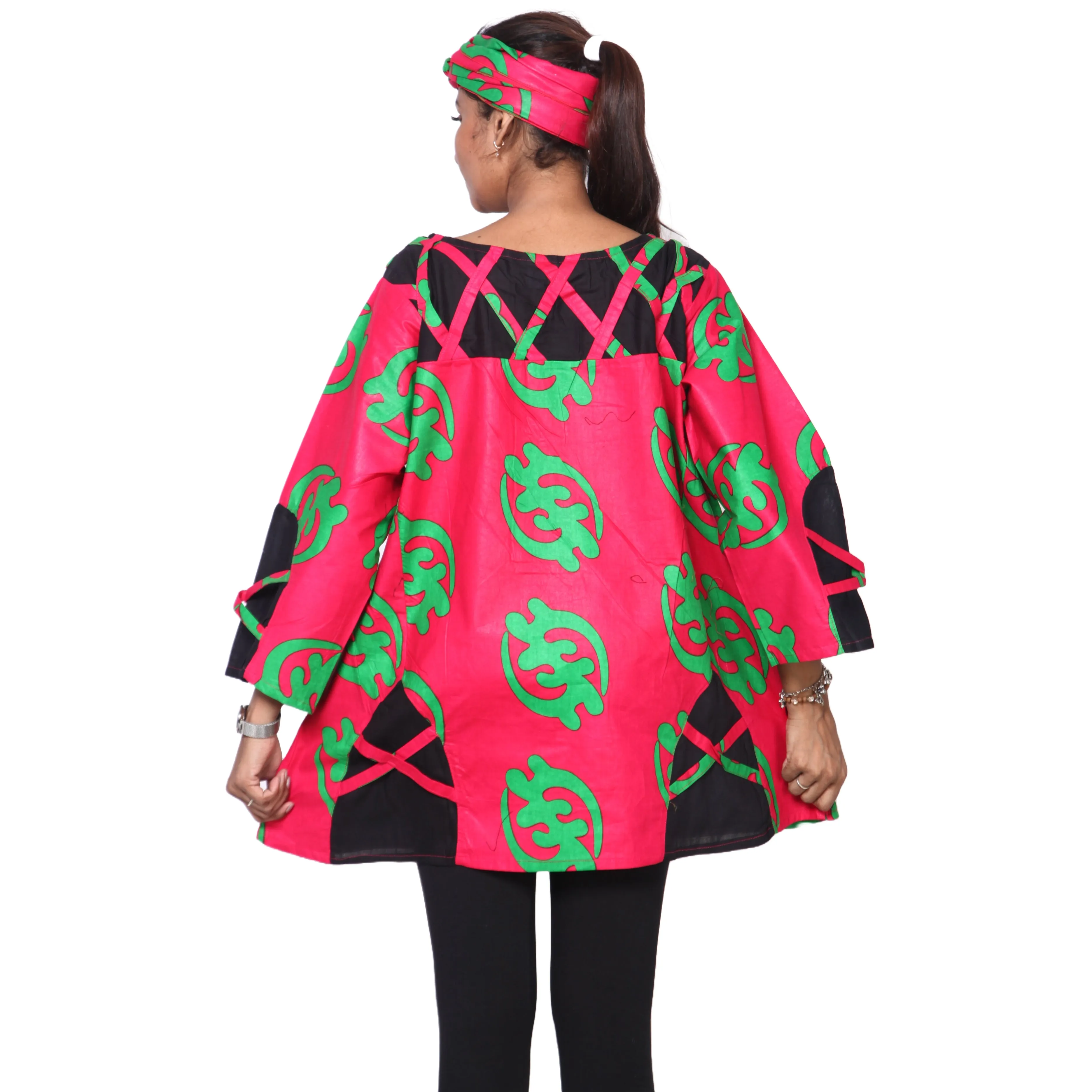 Women's Cage Neck Long Sleeve Tunic Top -- FI-19