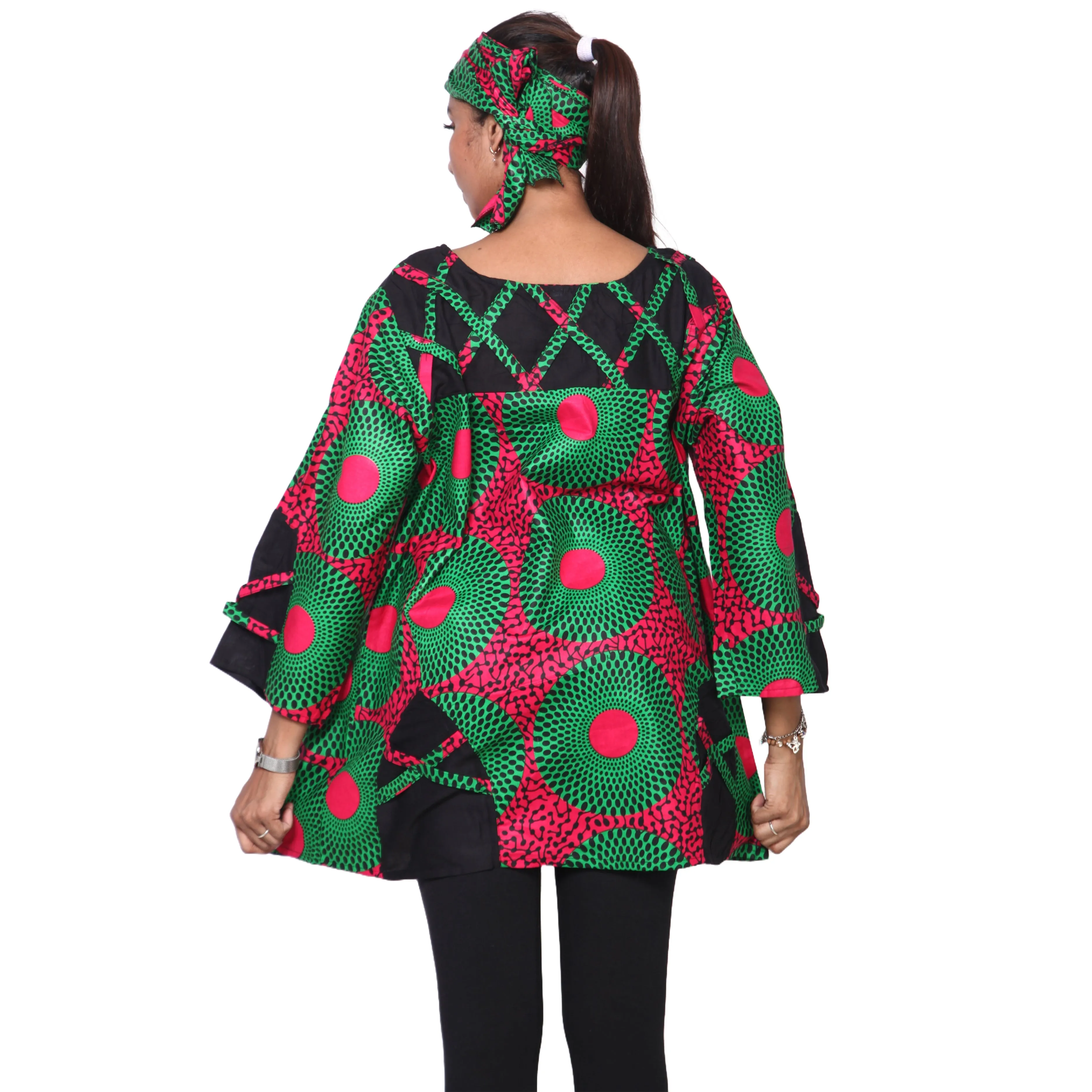 Women's Cage Neck Long Sleeve Tunic Top -- FI-19