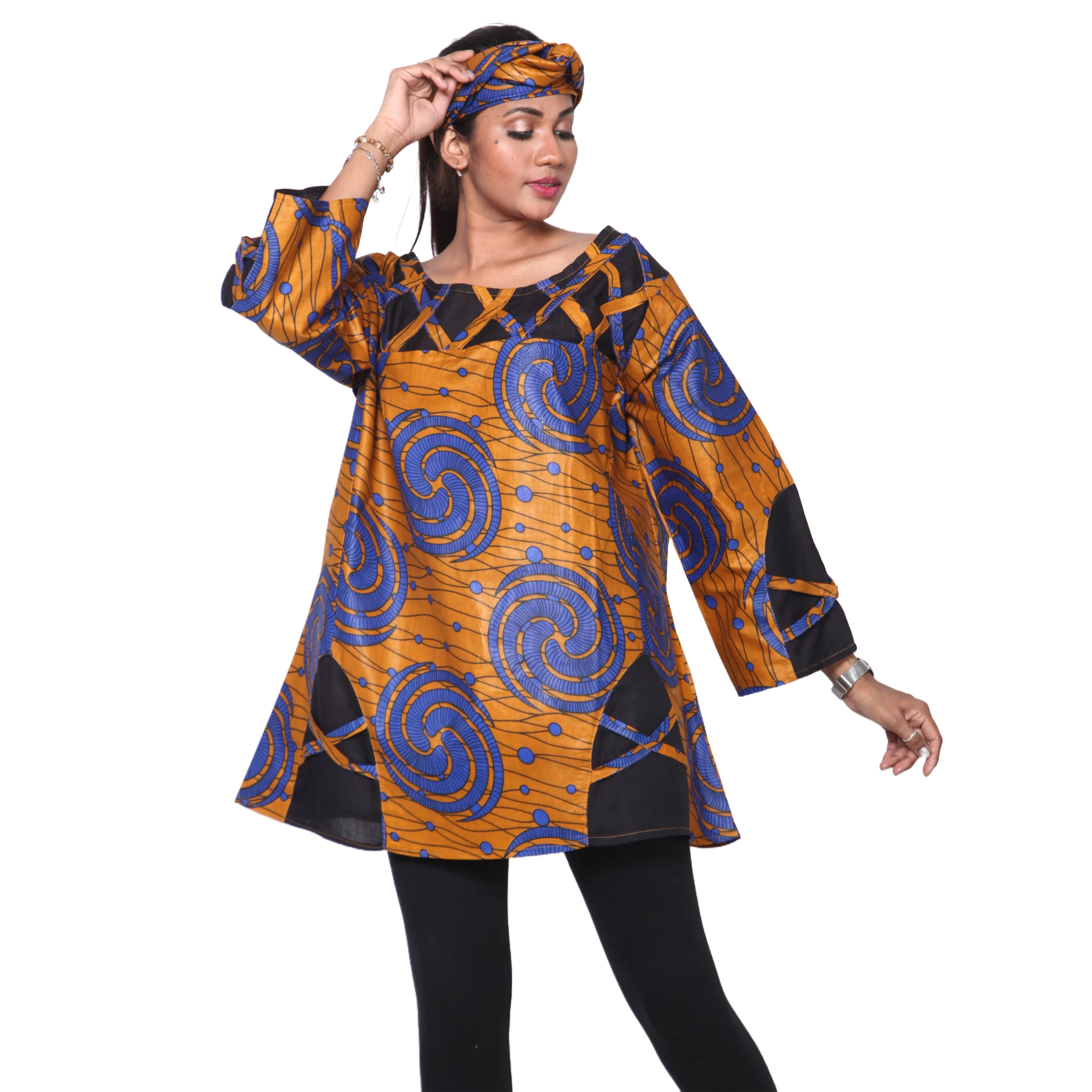Women's Cage Neck Long Sleeve Tunic Top -- FI-19
