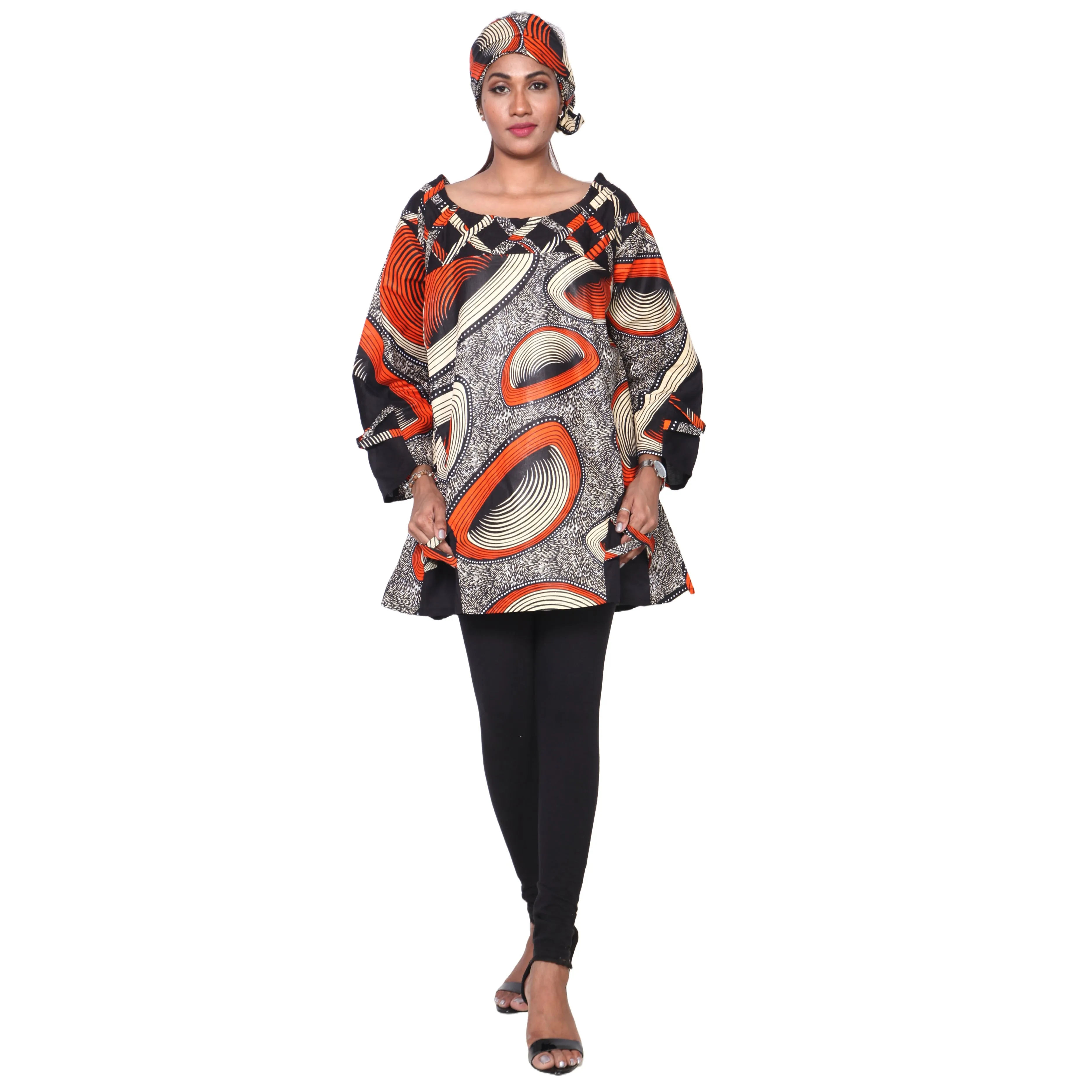 Women's Cage Neck Long Sleeve Tunic Top -- FI-19