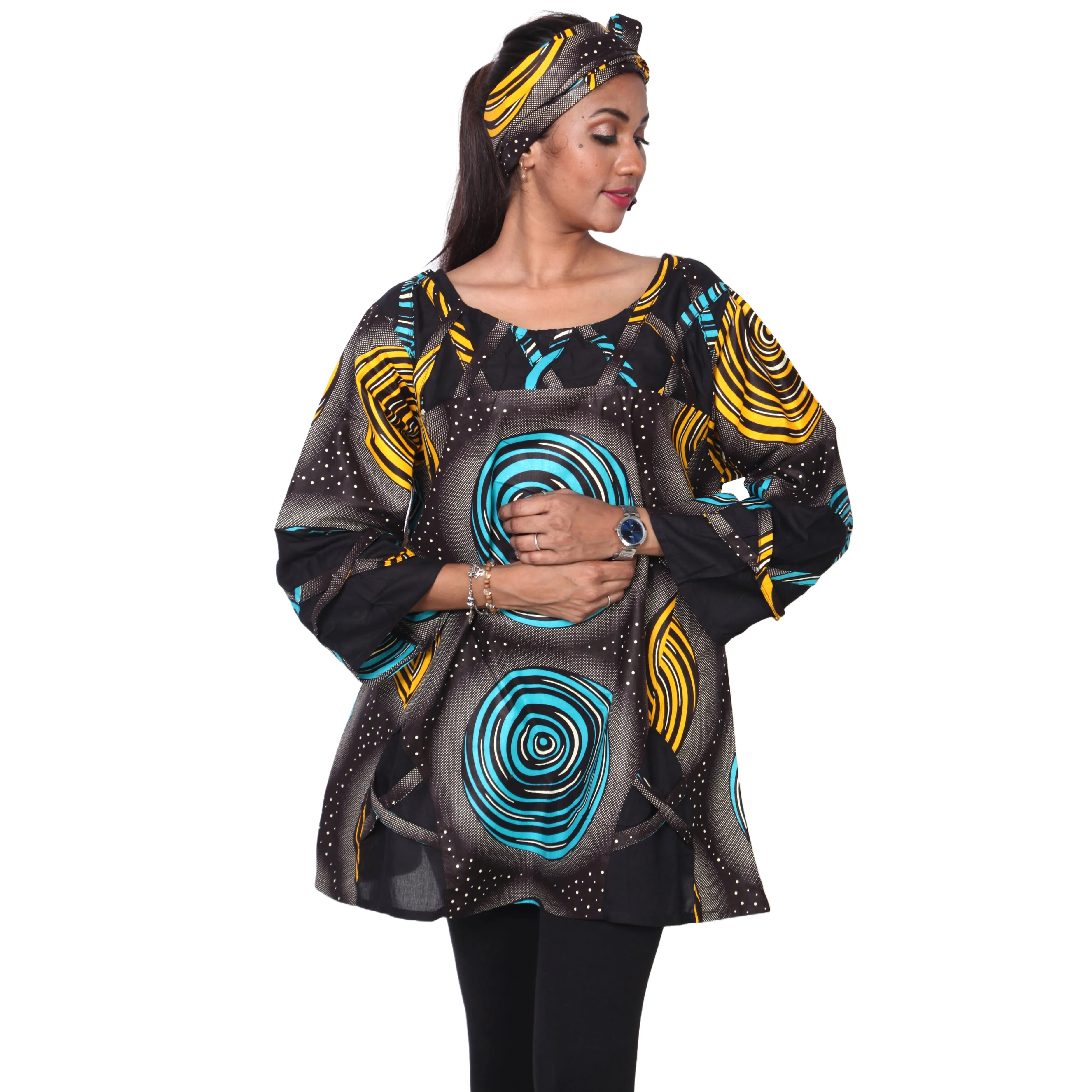 Women's Cage Neck Long Sleeve Tunic Top -- FI-19
