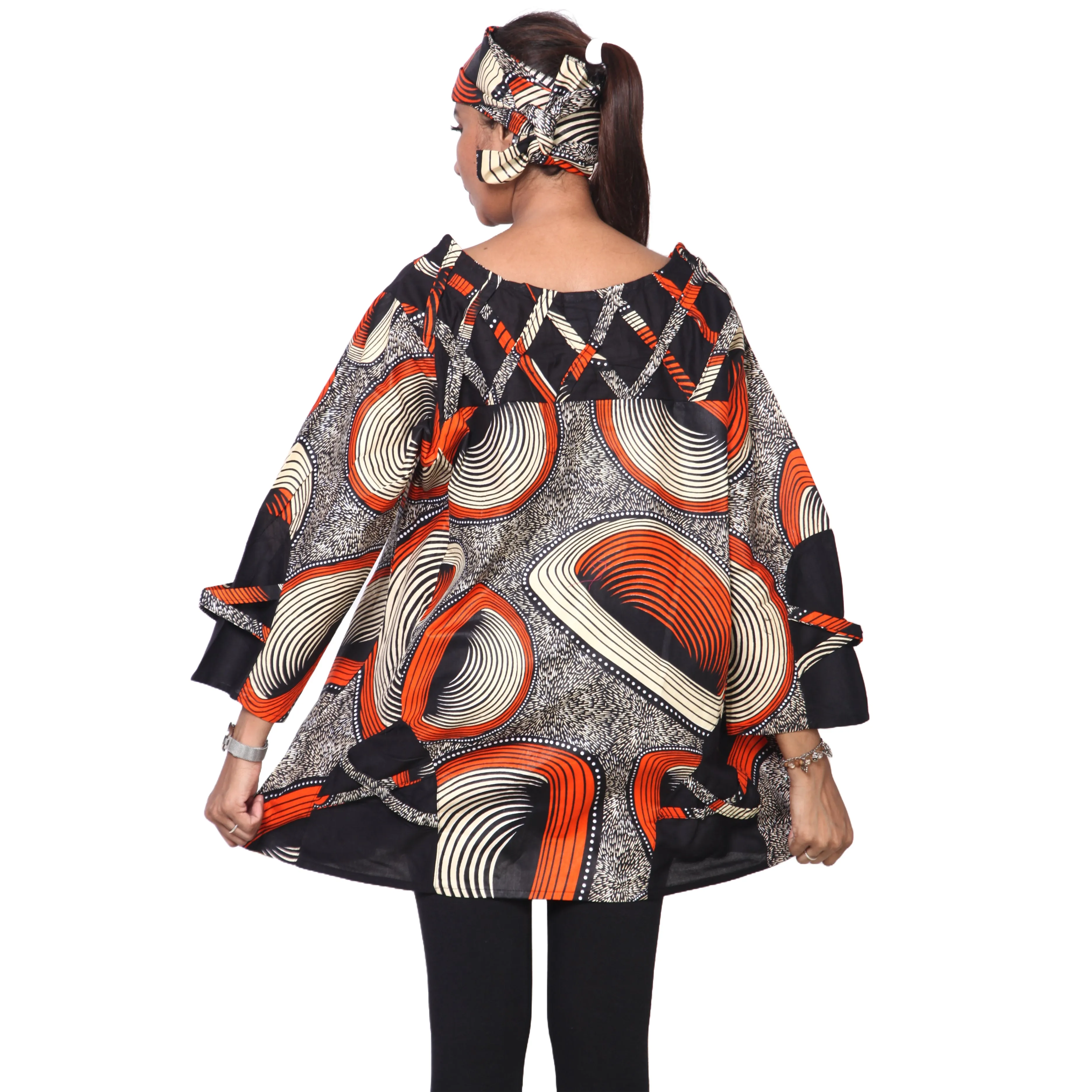 Women's Cage Neck Long Sleeve Tunic Top -- FI-19