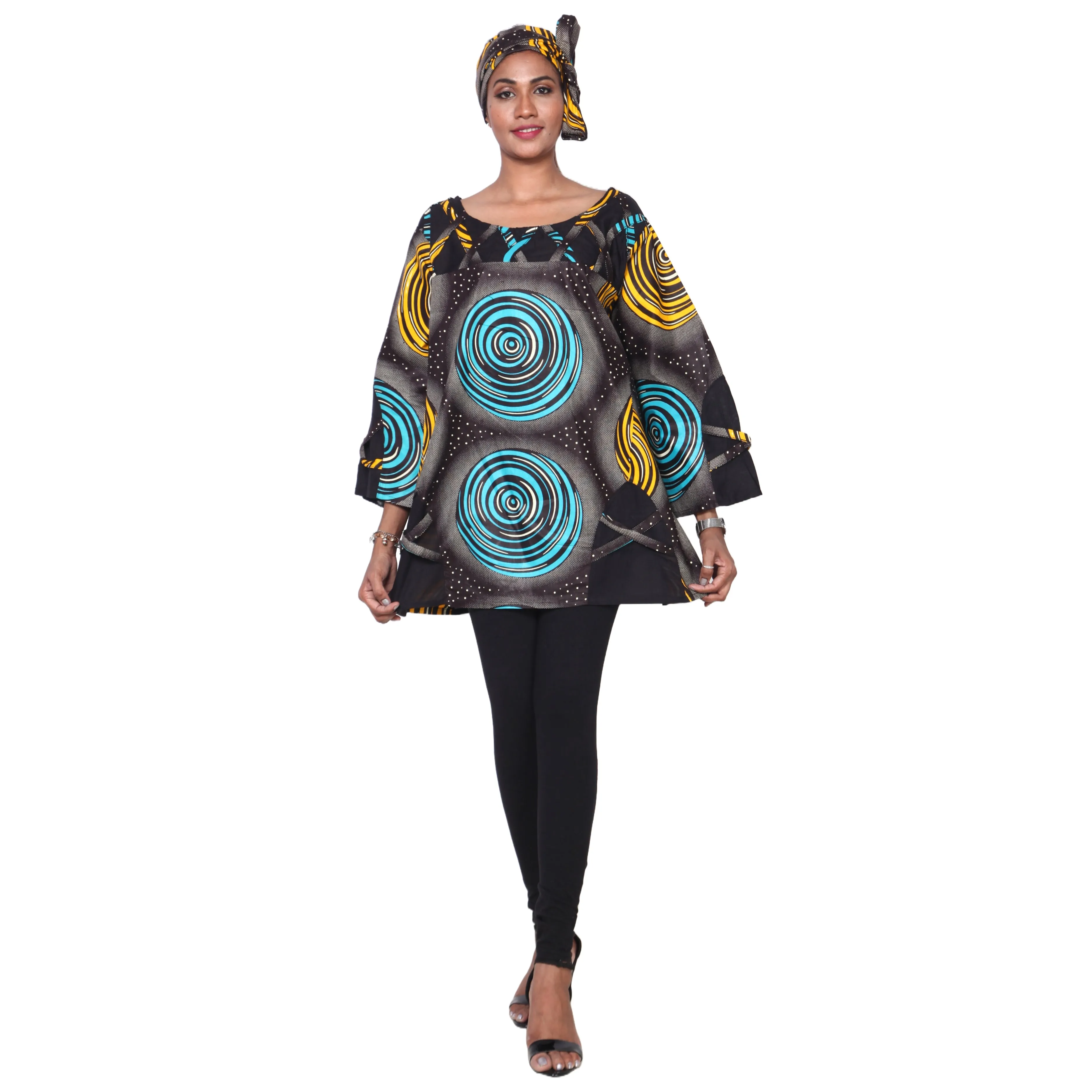 Women's Cage Neck Long Sleeve Tunic Top -- FI-19
