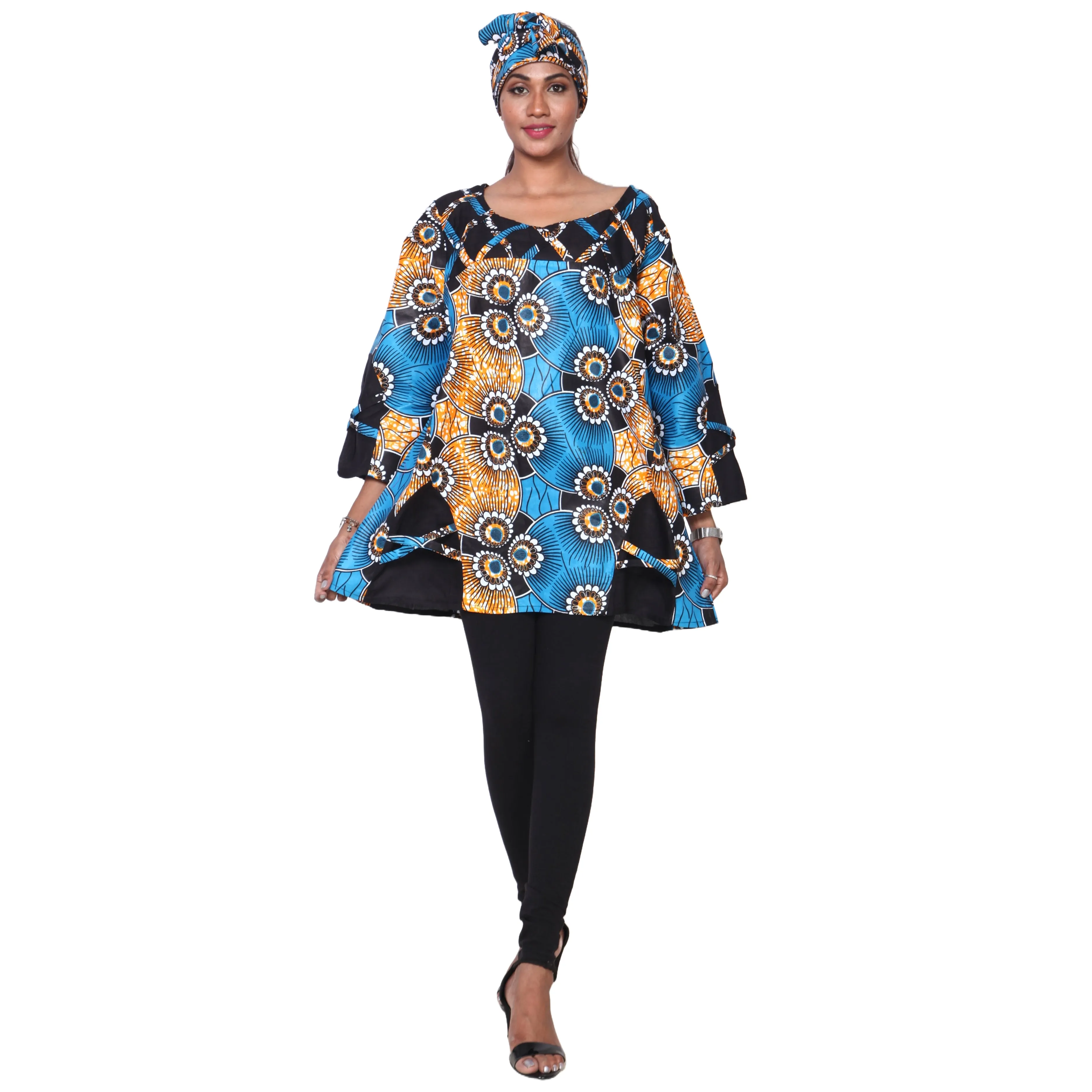 Women's Cage Neck Long Sleeve Tunic Top -- FI-19