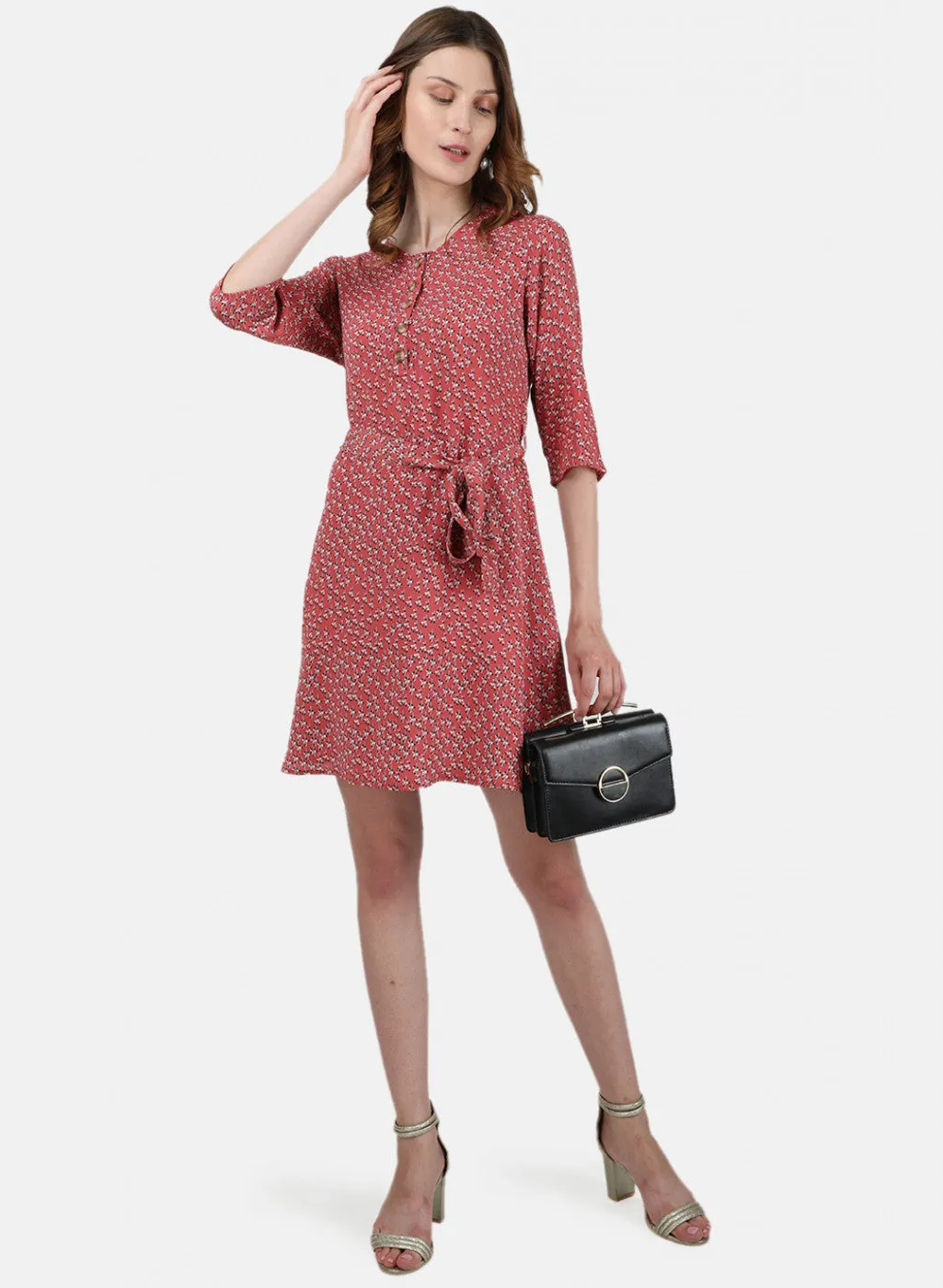 Womens Peach Printed Tunic
