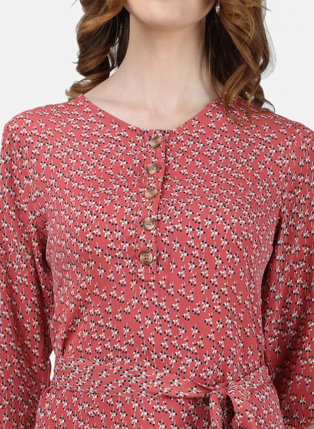 Womens Peach Printed Tunic