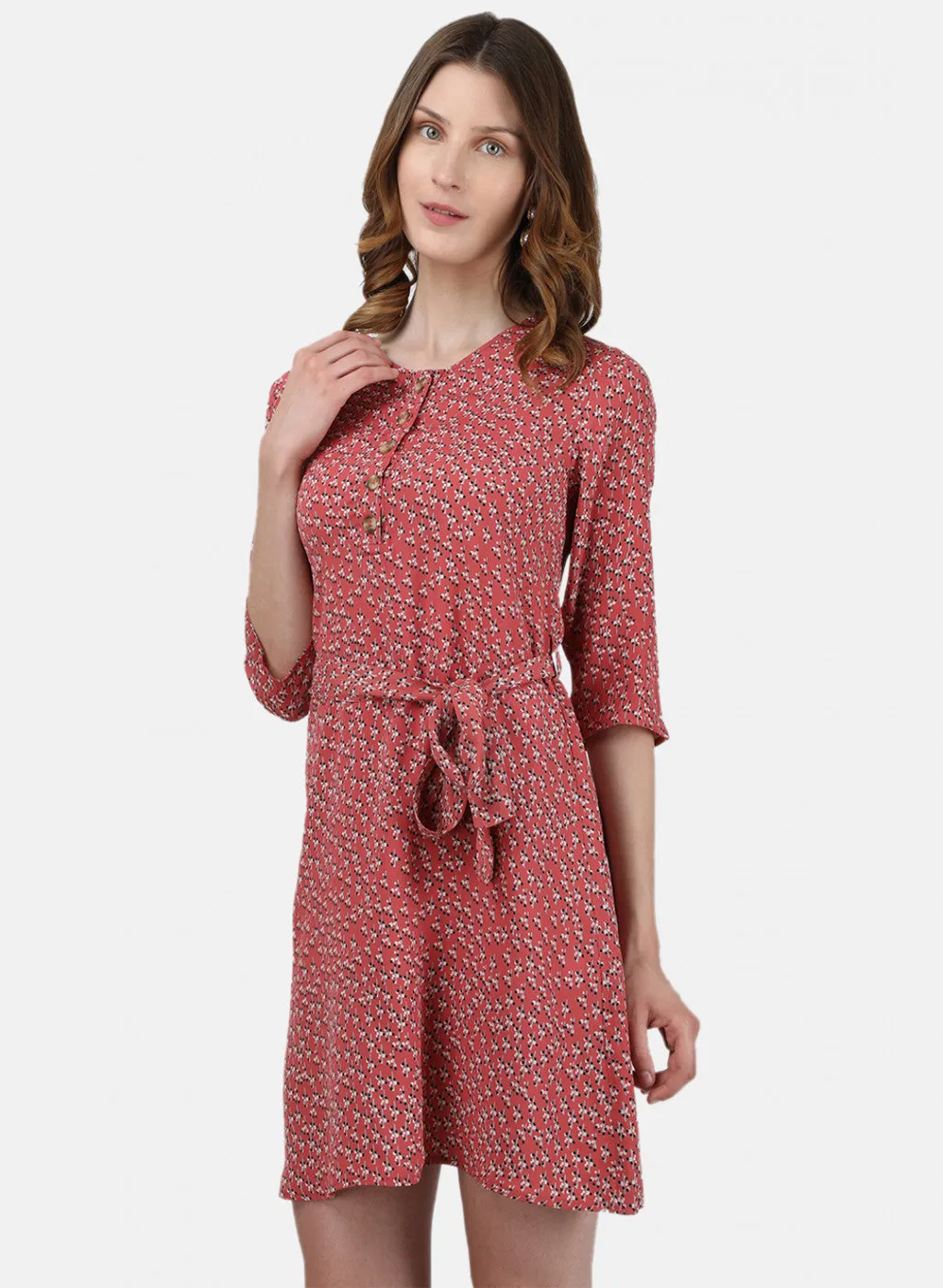 Womens Peach Printed Tunic