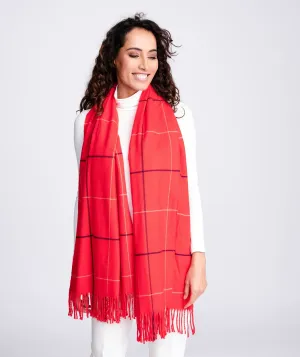 Womens Red Cashmere Feel Checked Scarf
