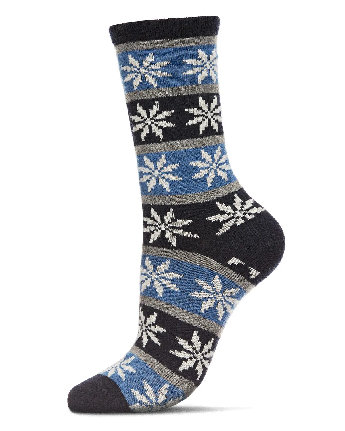 Women's Soft Snowflake Fair Isle Cashmere Blend Crew Socks