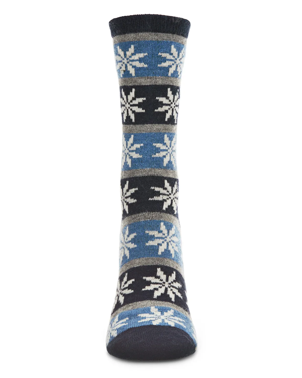Women's Soft Snowflake Fair Isle Cashmere Blend Crew Socks