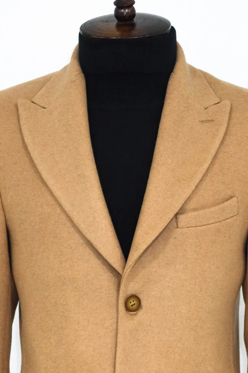 Wool Wide Lapel Camel Peacoat