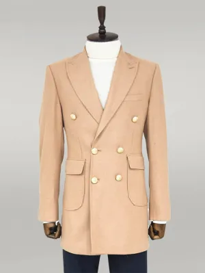 WSS Metal Buttoned Double Breasted Cream Men Coat  - Singen