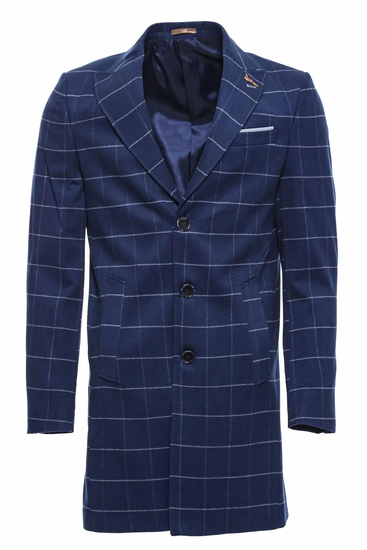 WSS Wide Pointed Collar Indigo Men Coat  - Singen