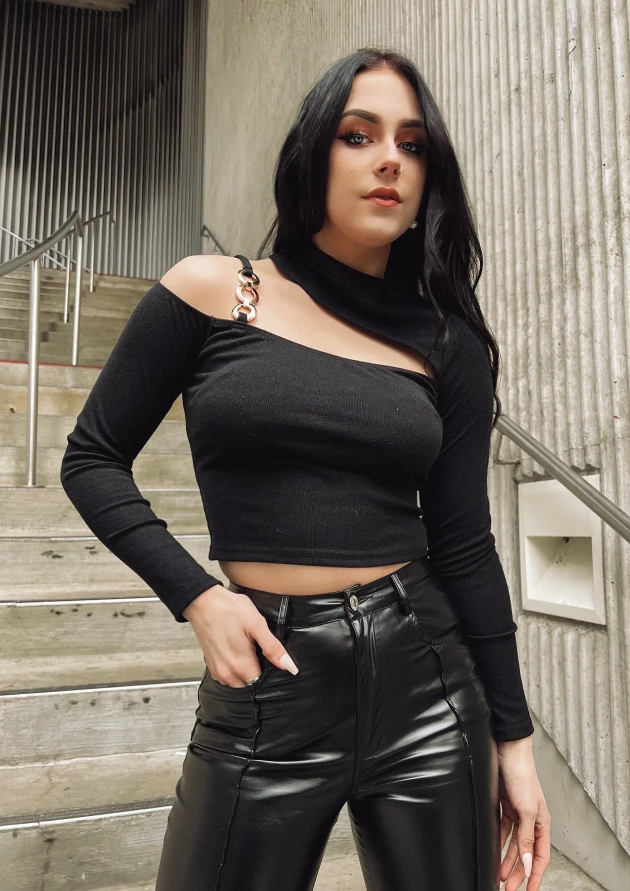 Zenni Black Cut Out Top