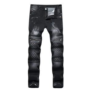Zipper Embroidered Patchwork Jean